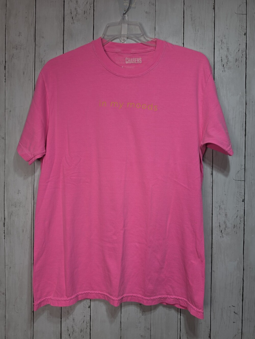 WKND Chasers Women's Hot Pink In My Mood Queued Short Sleeve T-Shirt Size Large.